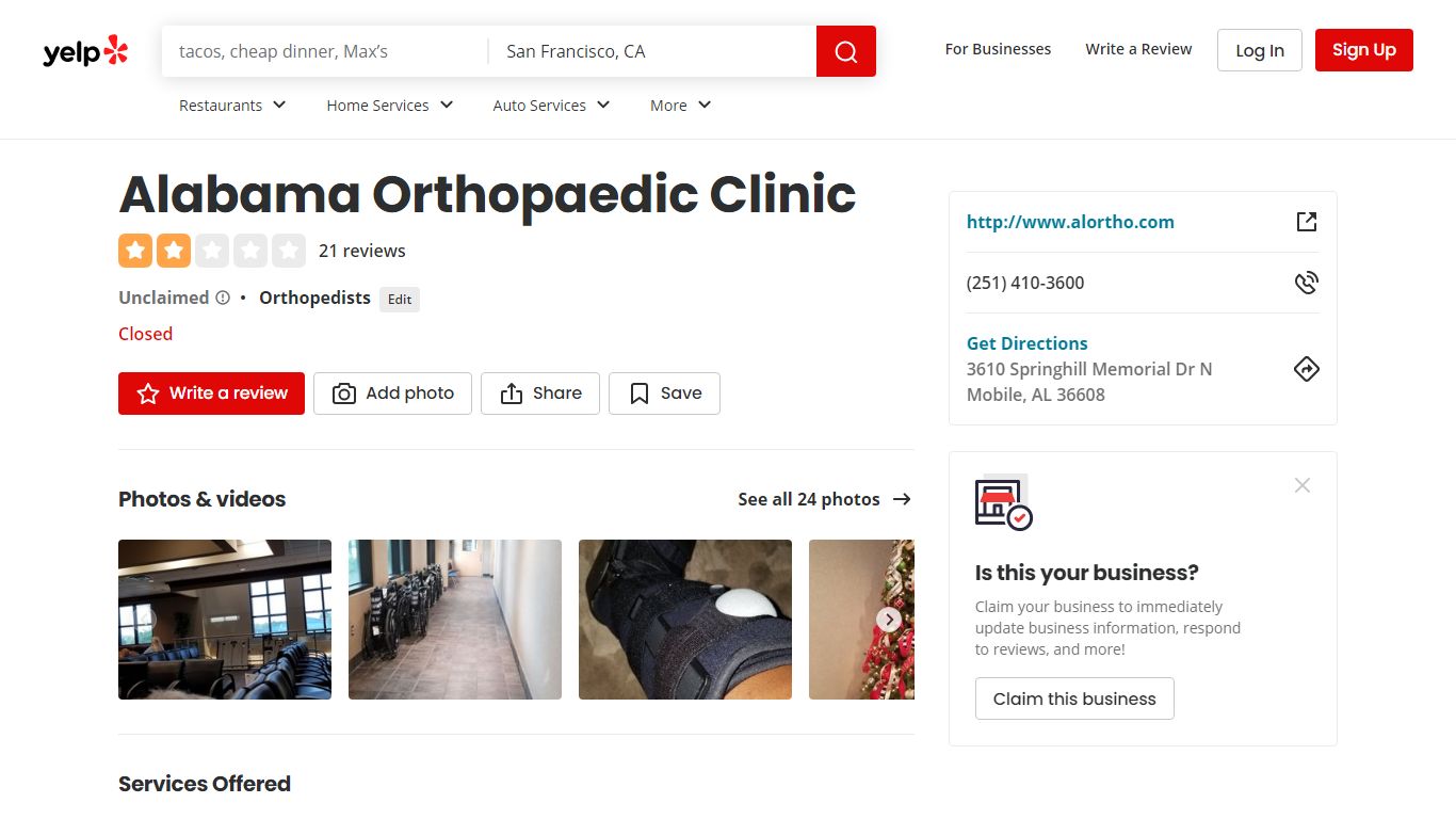 Alabama Orthopaedic Clinic - Mobile, AL - Yelp